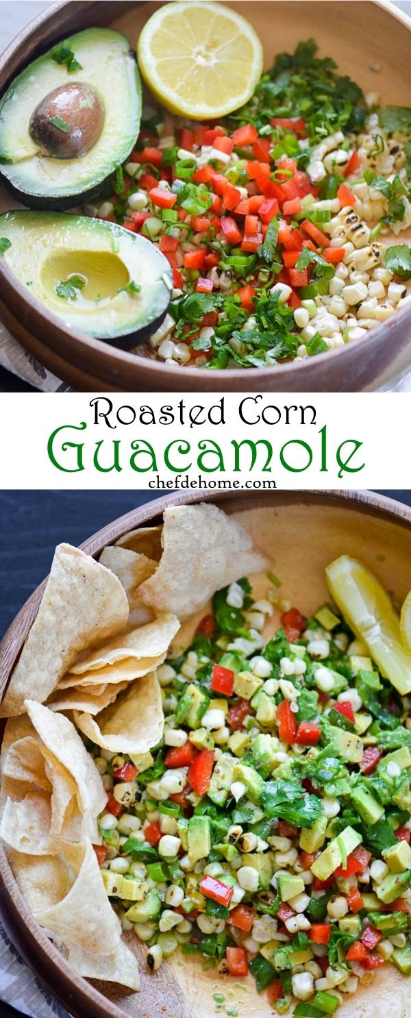 Vegan Gluten Free Roasted Corn Avocado Guacamole | chefdehome.com