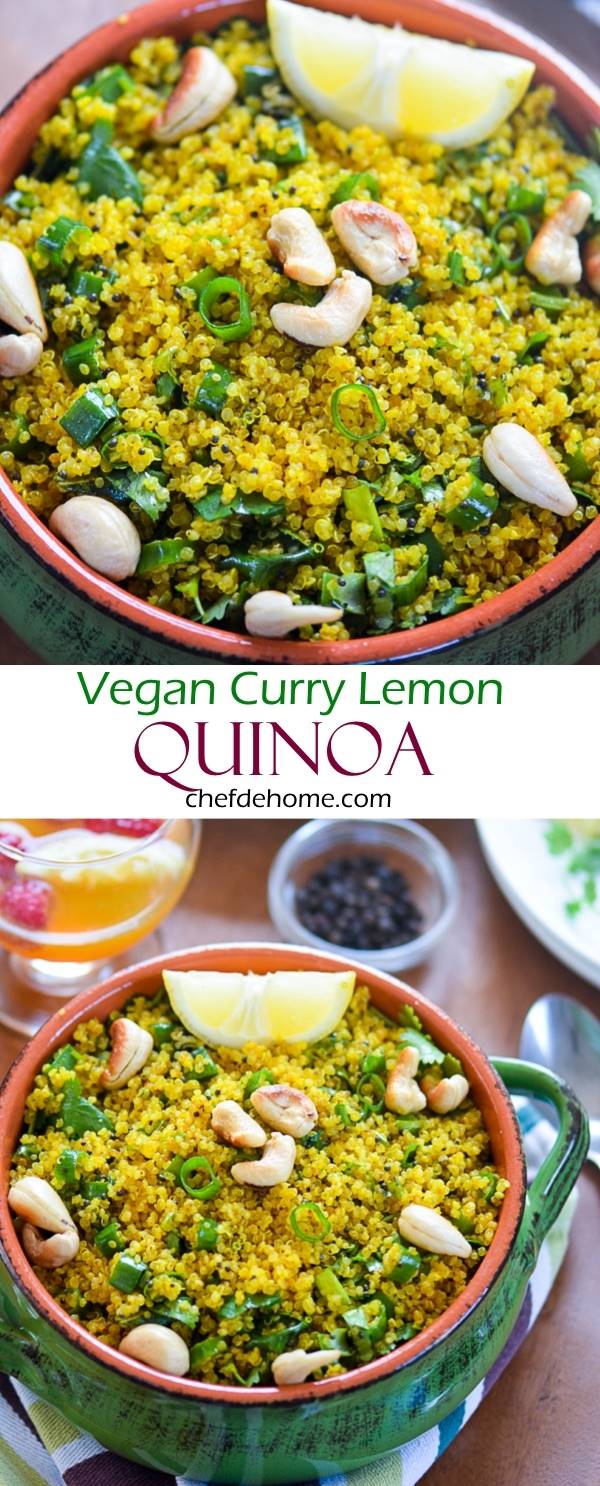 Curry Lemon Quinoa - A Vegan and Gluten Free Dinner Side in just 20 minutes | chefdehome.com