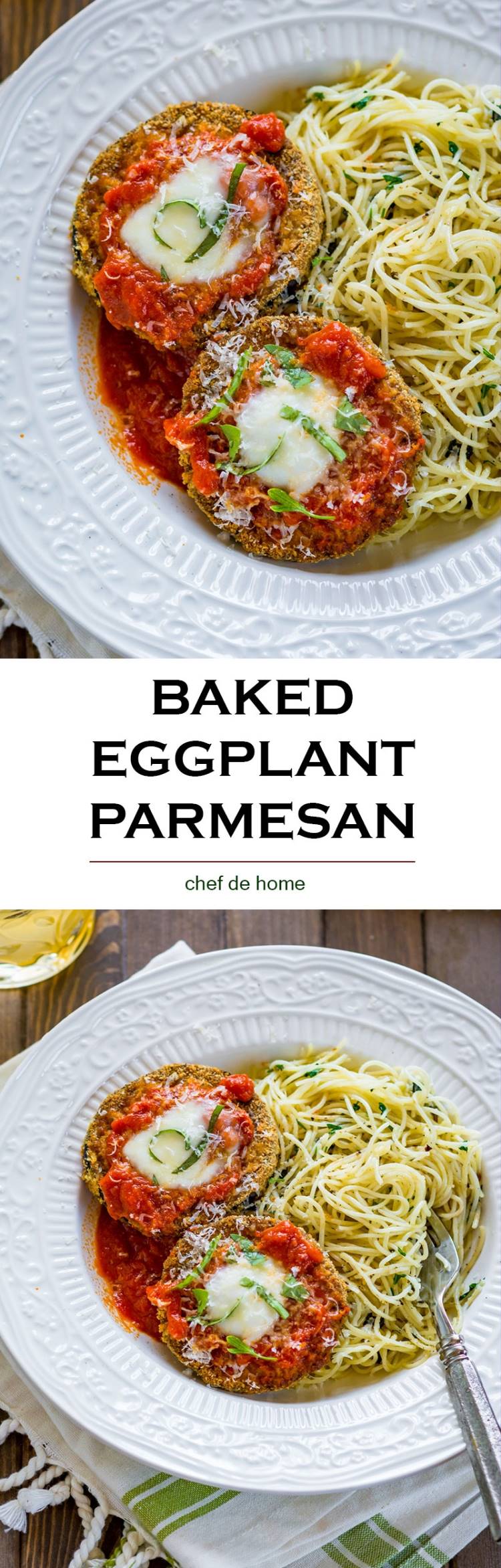 Best ever baked eggplant parmesan cook in almost no oil has far less calories and tastes crispy and always comes out evenly cooked | chefdehome.com