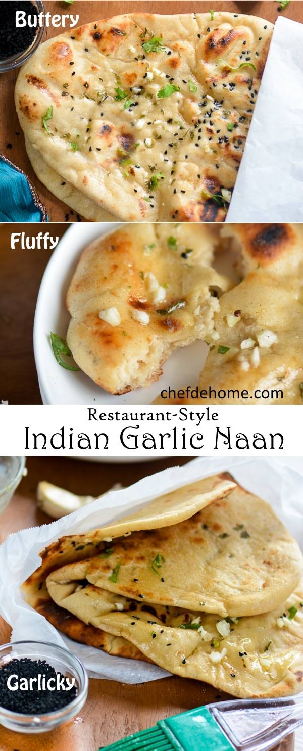 Indian Garlic Naan Bread for Easy Indian Dinner at Home | chefdehome.com