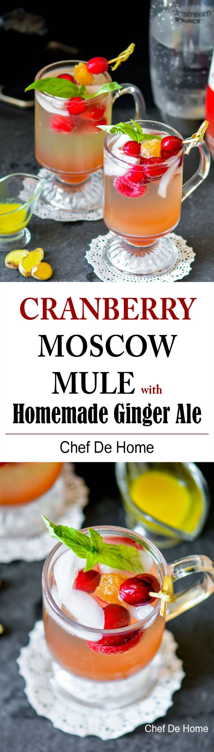 Cranberry Moscow Mule with Homemade Ginger Ale | chefdehome.com