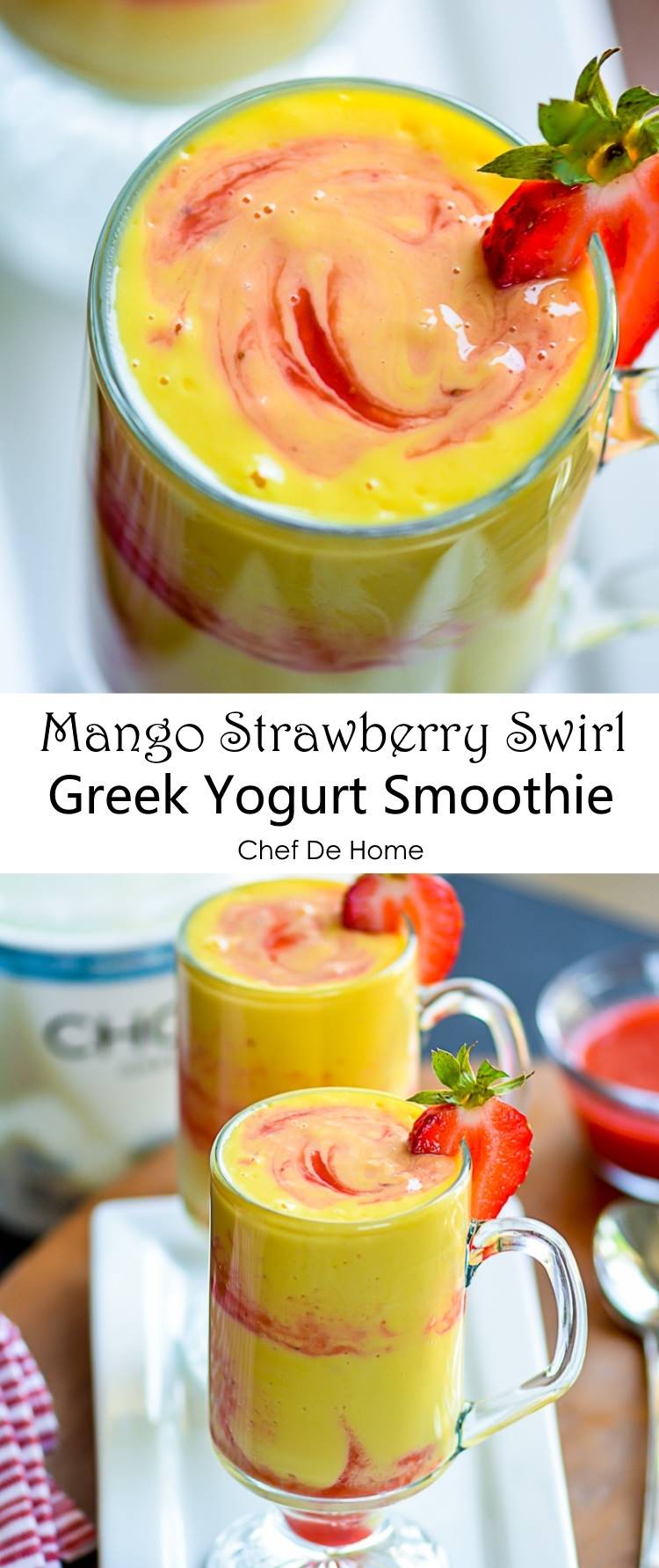 Healthy and packed with probiotics a Greek Yogurt Mango Smoothie for breakfast | chefdehome.com