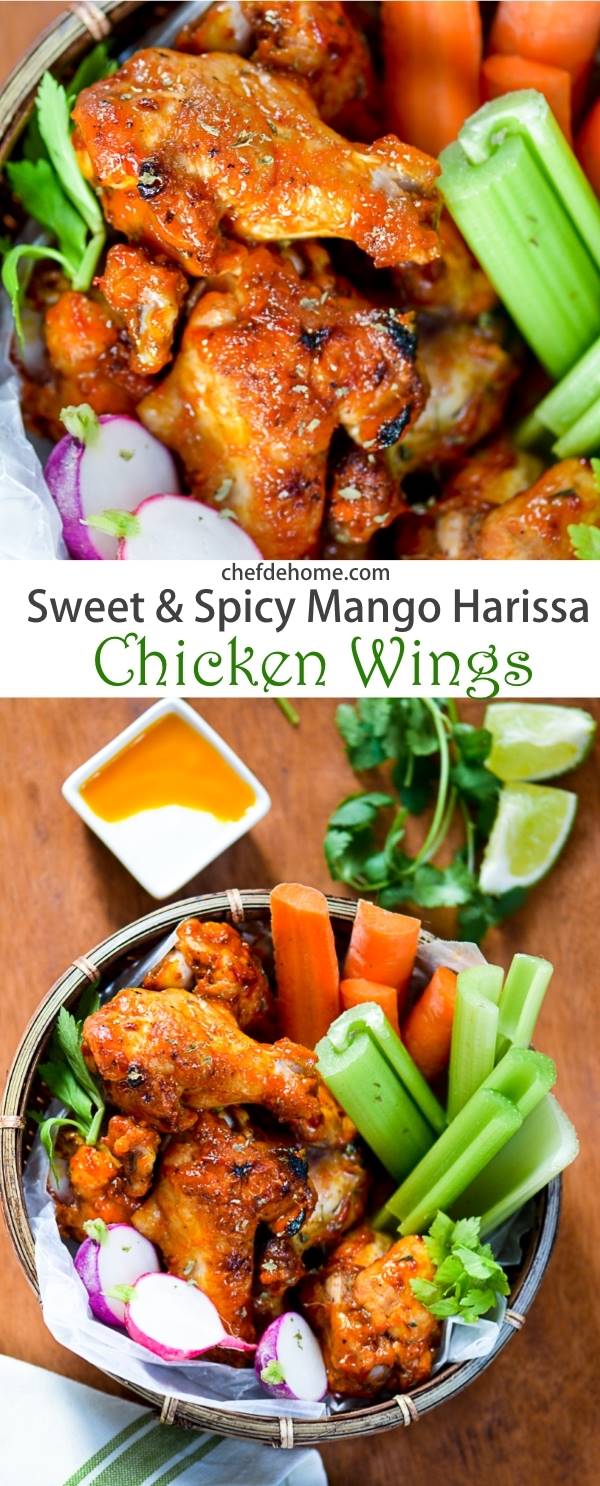 Sweet Mango and Spicy Harissa Glazed Chicken Wings | chefdehome.com