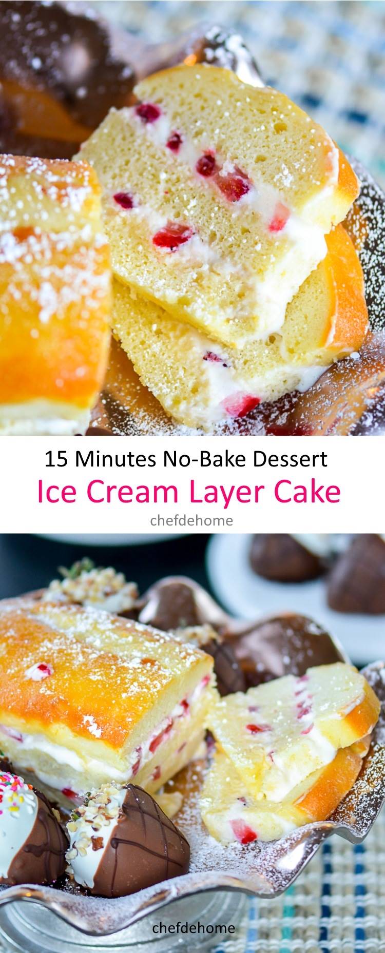 5 ingredients no-bake Ice Cream Layer Cake | chefdehome.com