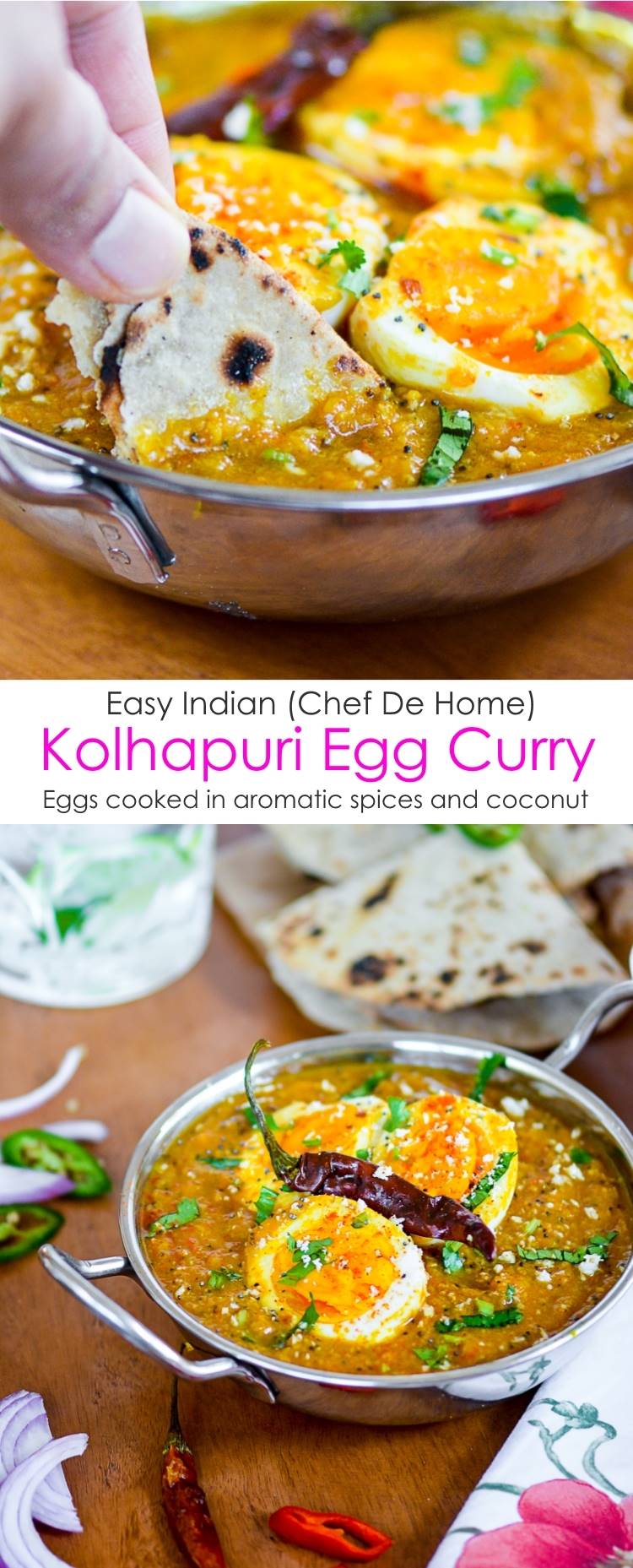 Enjoy Easy Indian Kolhapuri Egg Curry with Homemade Indian Roti for Dinner | chefdehome.com