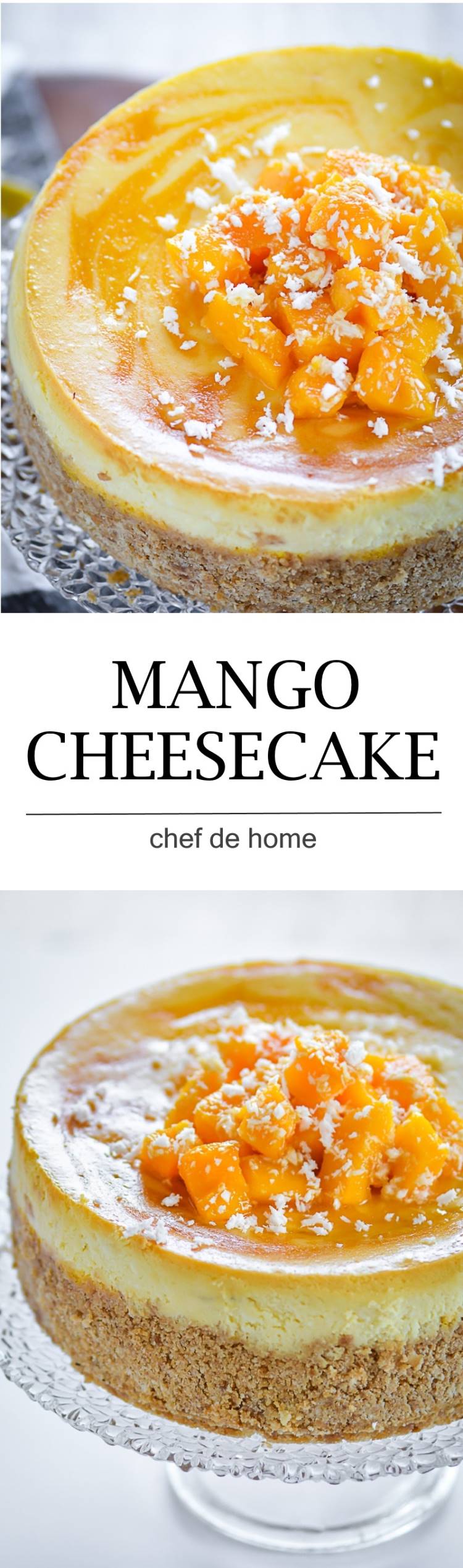 moist and rich easy mango cheesecake with fresh mangoes and sour cream and baking technique to bake extra lite cake | chefdehome.com