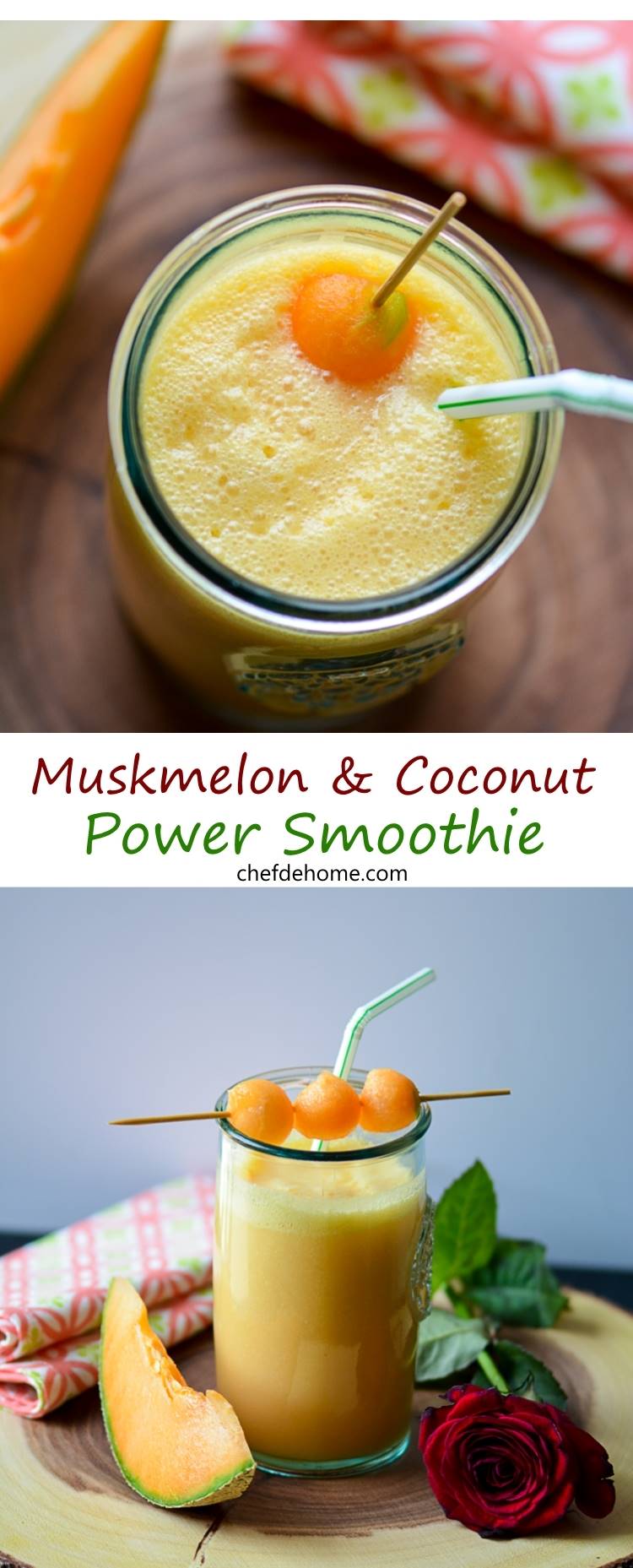 Gluten Free and Vegan Healthy Muskmelon and Coconut Smoothie | chefdehome.com