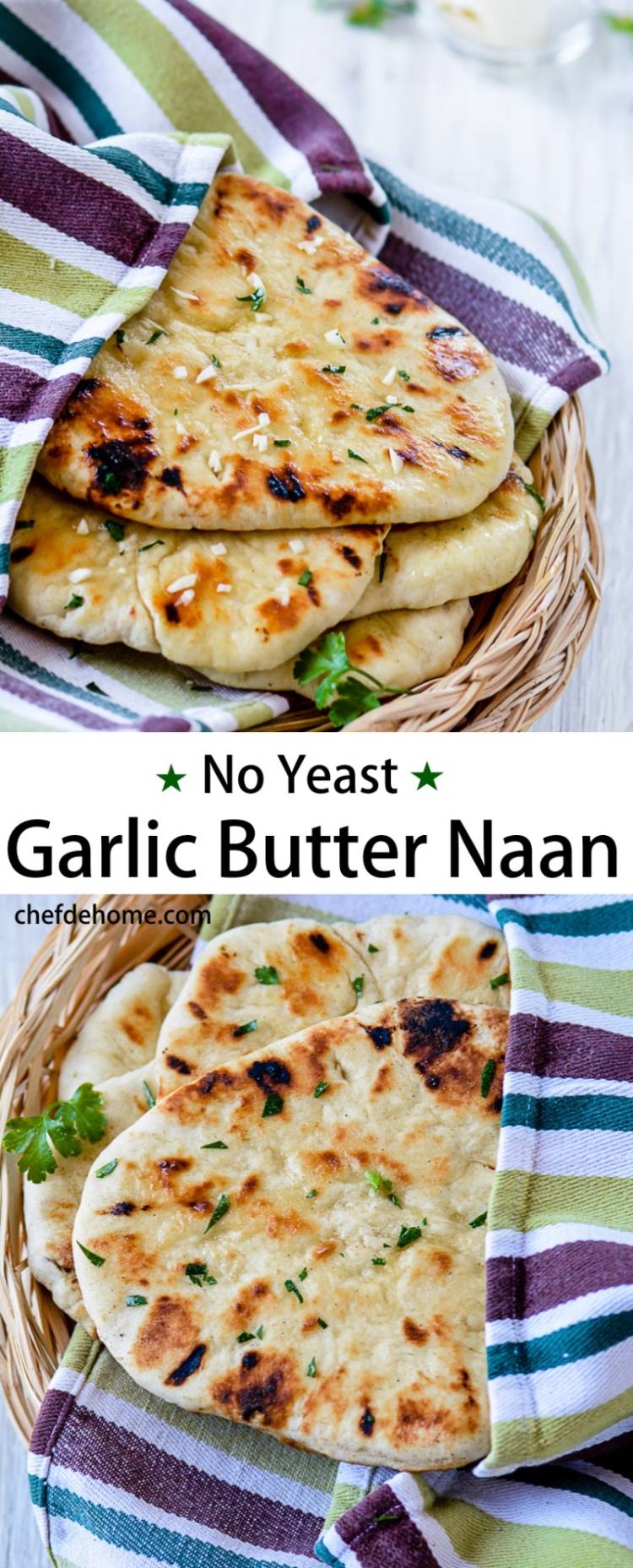 Instant Indian Garlic Naan Bread without yeast for an Easy Indian Dinner at Home | chefdehome.com