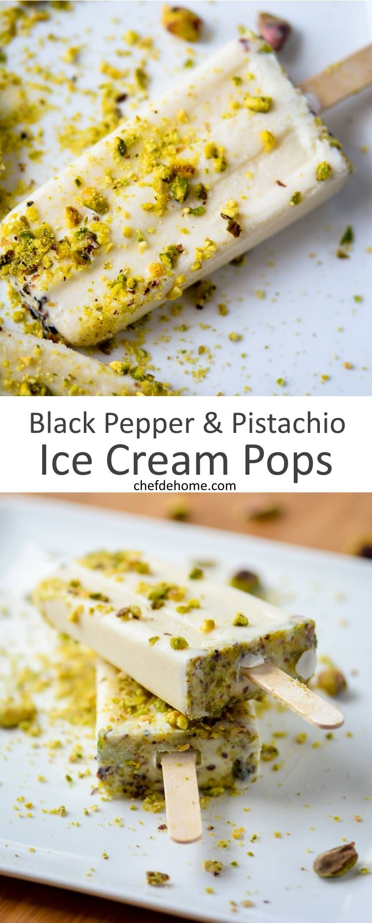 Frozen Sweet and Peppery Low-Calorie 5-ingredients Pistachio Ice Cream Pops | chefdehome.com