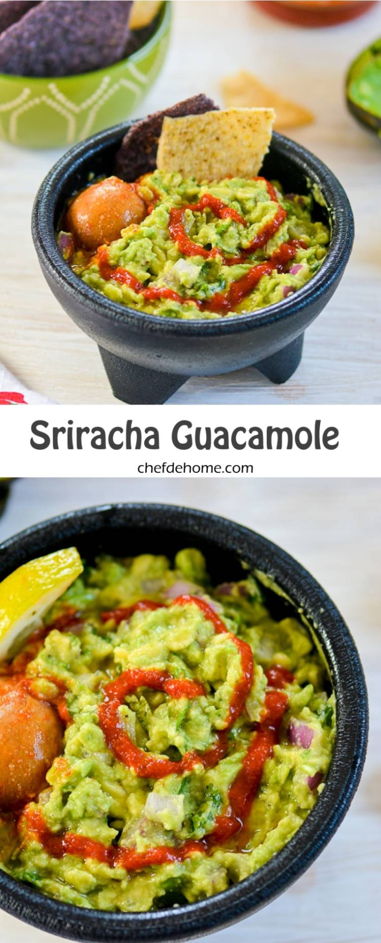 Zesty Sriracha Guacamole | chefdehome.com