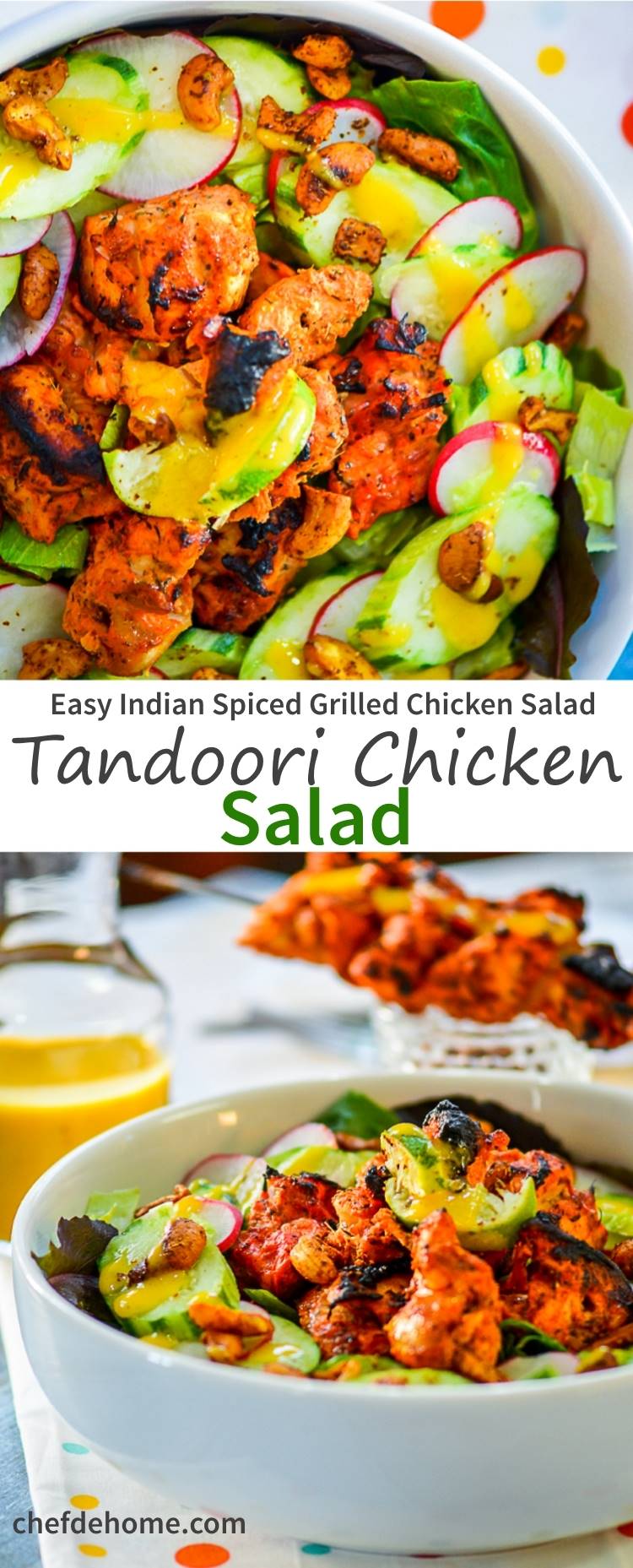 Spicy Tandoori Chicken Salad with Cooling Mango Yogurt Dressing | chefdehome.com