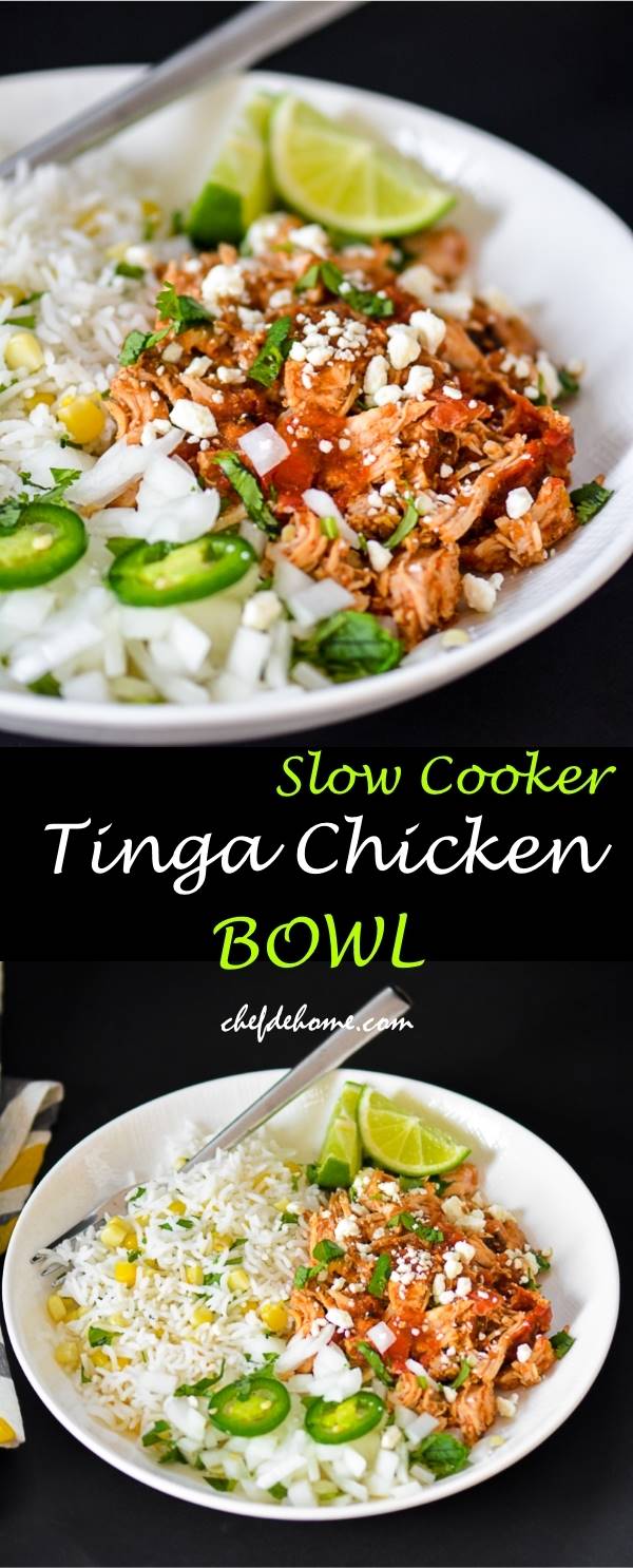 Mexican Slow Cooker Tinga Chicken. Enjoy a bowl with rice for dinner or fill in tacos for Taco Tuesday