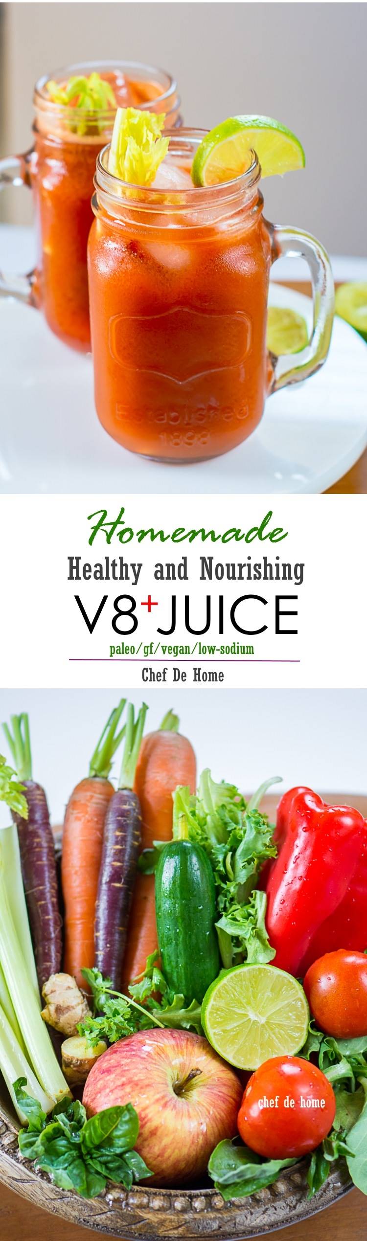 V8 Juice plus is a healthy and homemade vegetable juice for a healthy start of the day | chefdehome.com @chefdehome