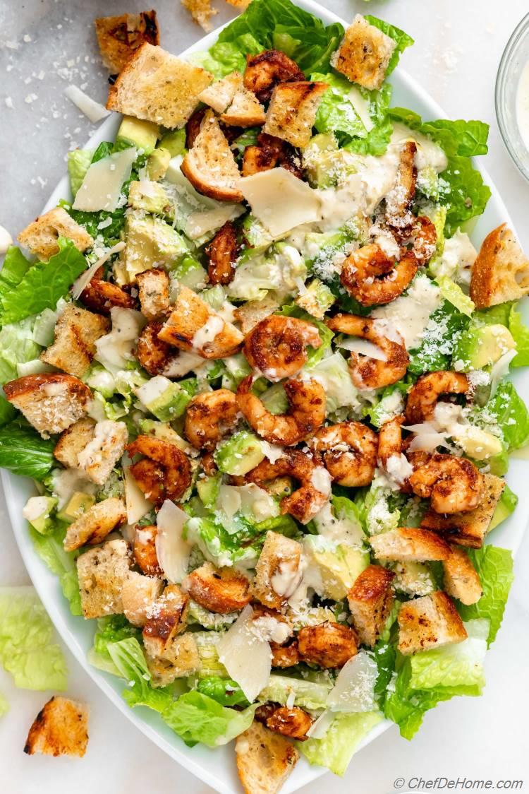 Spicy Blackened Shrimp Caesar Salad