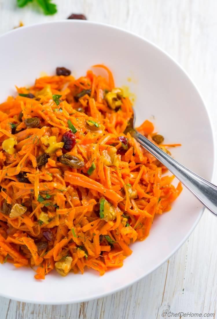 Moroccan Carrot Salad with Raisins and Walnuts