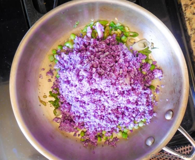 Cooking of Cilantro-lime Cauliflower Rice. Low in carbs, delicious and ready in no time!