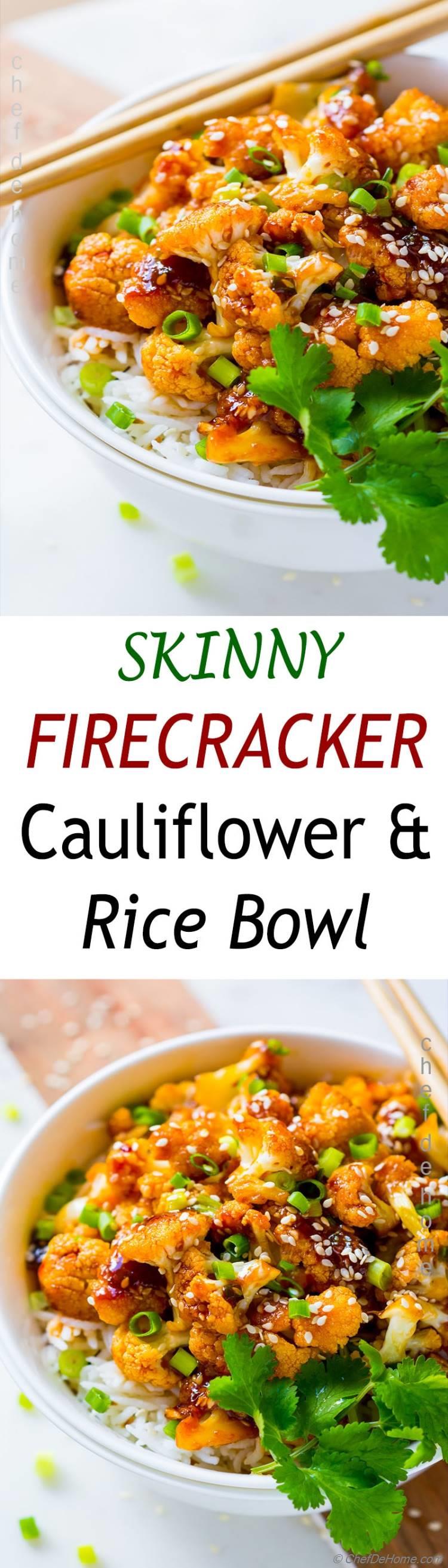 easy dinner with firecracker sauce skinny cauliflower and rice | chefdehome.com