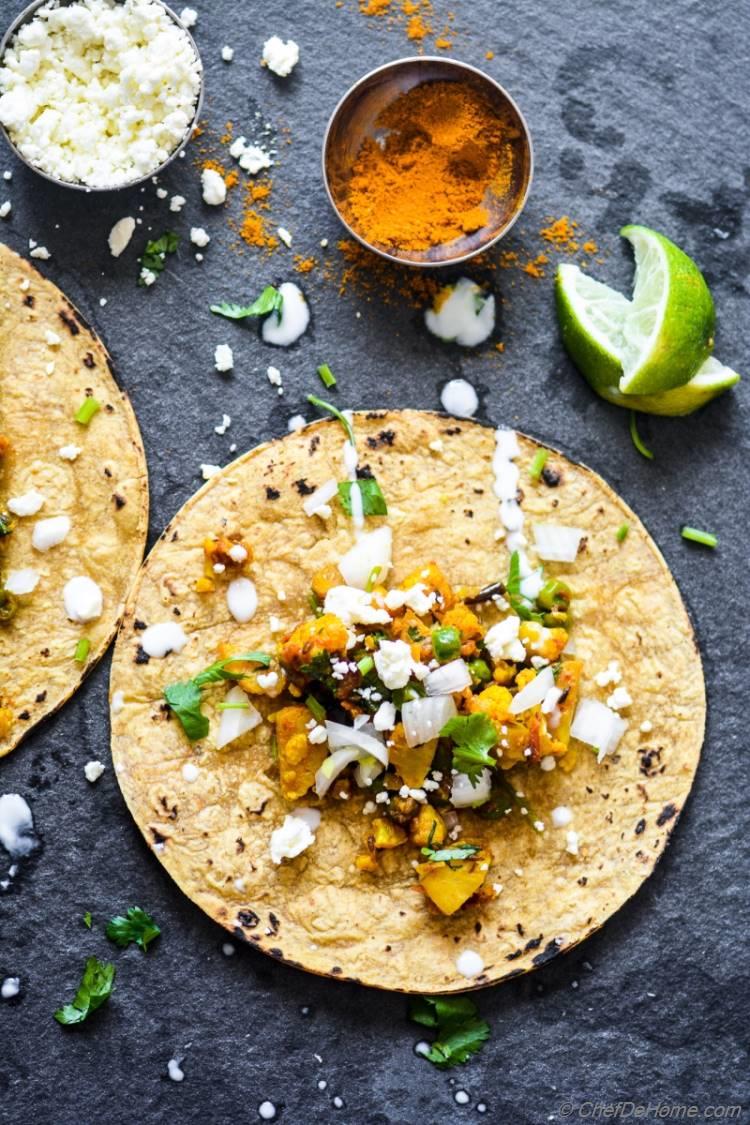 Flavorful Indian cauliflower and Green Pea Dry Curry for Vegetarian Mexican Taco Night | chefdehome.com