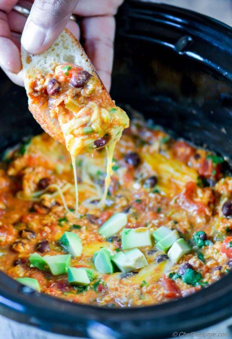 Crock Pot Cheesy Bean Dip