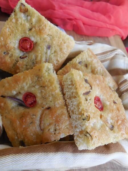 Focaccia with Onion and Cherry Tomato Recipe