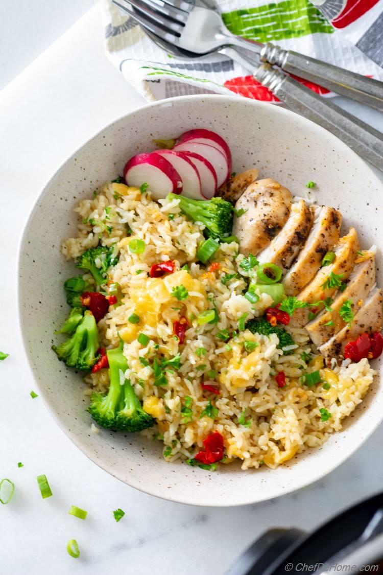 Broccoli Rice with Chicken and Cheddar Cheese