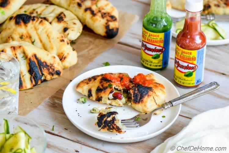 Grilled Hot Cheesy Chicken Calzone | chefdehome.com