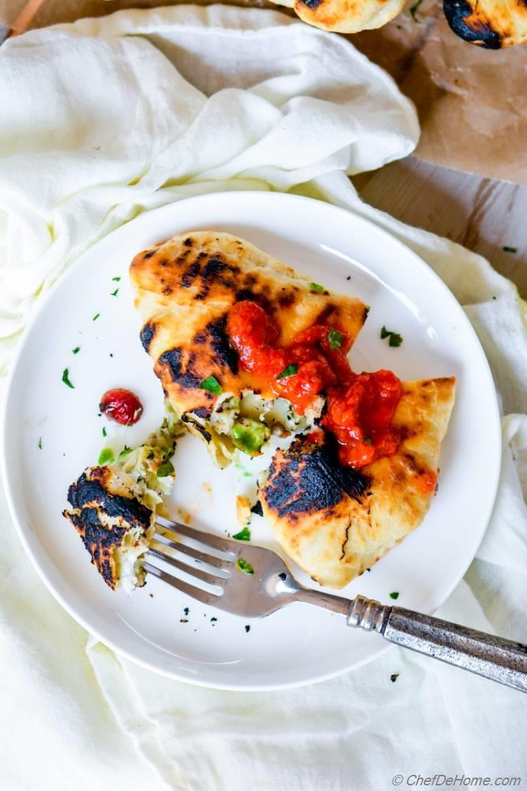 Grilled Hot Cheesy Chicken Calzone | chefdehome.com