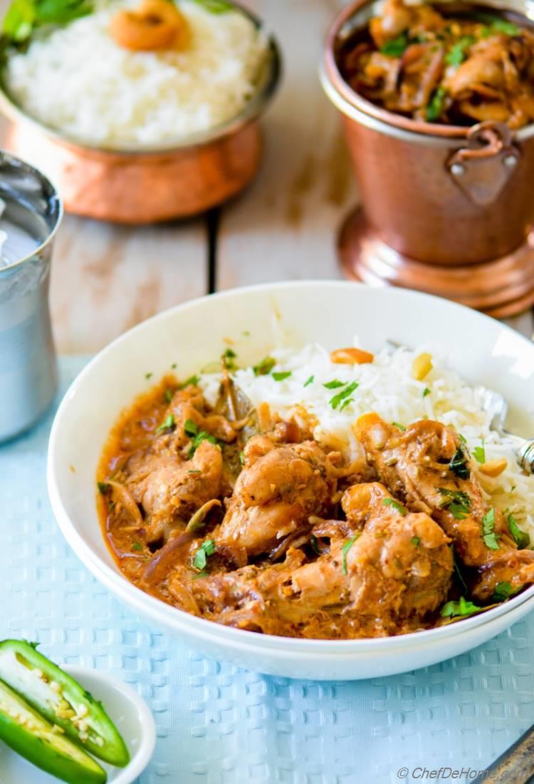 Authentic Chicken Korma Curry for an effortless easy Indian Chicken Dinner at home | chefdehome.com