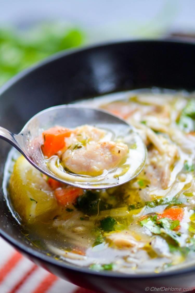 Closer Look at Chicken Noodle Soup in a Spoon