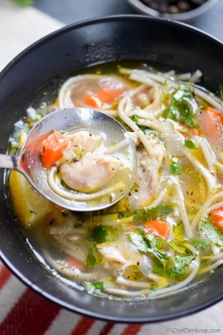 Chicken Noodle Soup in Pressure Cooker Recipe | ChefDeHome.com