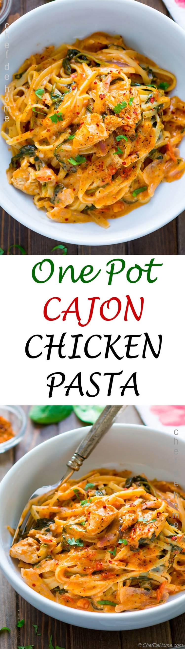 Easy Chicken and Pasta Dinner with Cajon seasoned chicken spaghetti and creamy cajon pasta sauce all prepared in one pot | chefdehome.com