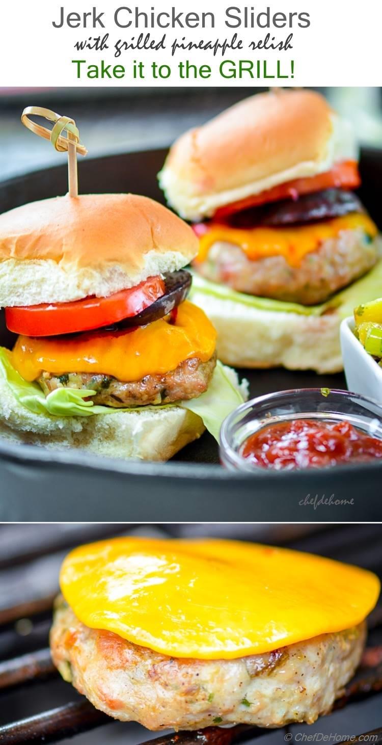 Spicy Grilled Chicken Sliders with Grilled Pineapple Salsa | chefdehome.com