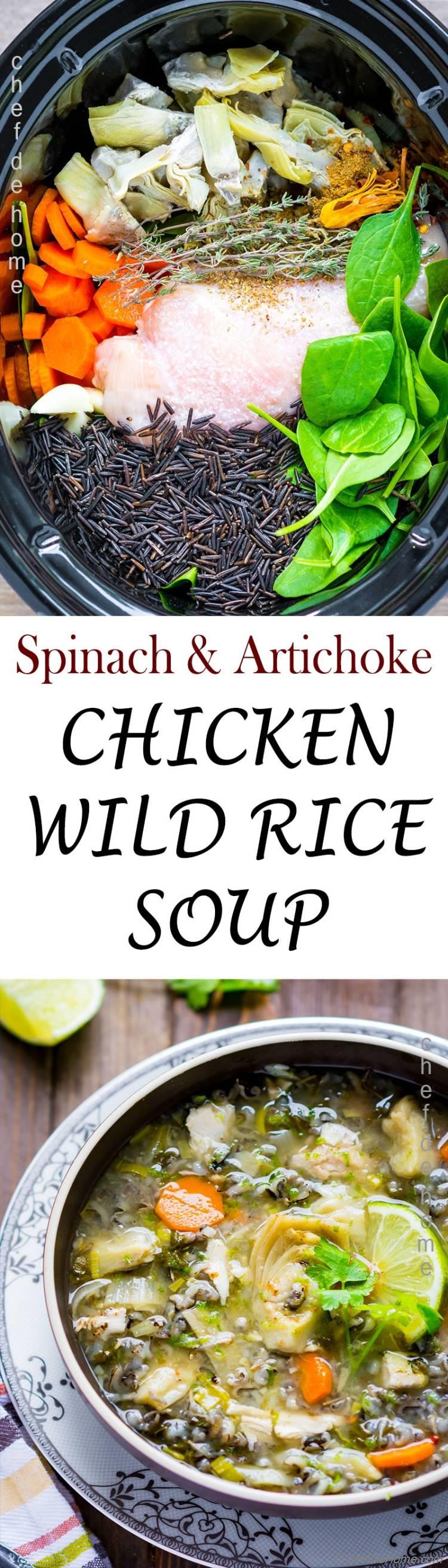 Nourishing Wild Rice and Chicken Soup prepared in slow cooker and can be served clean gluten free or creamy | chefdehome.com