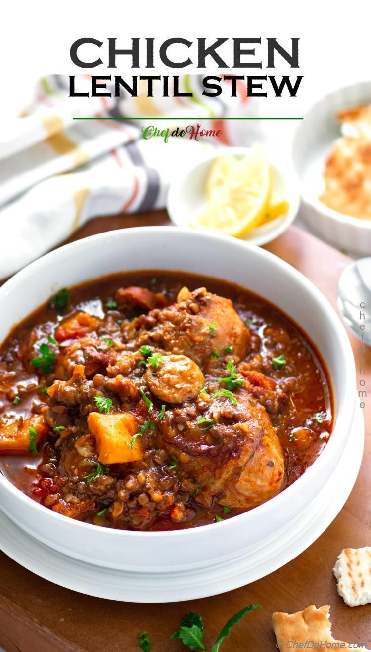 Chicken Stew with Sweet Potatoes and Lentils