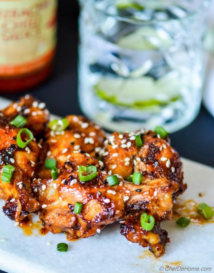 Glazed Honey Sriracha Chicken Wings