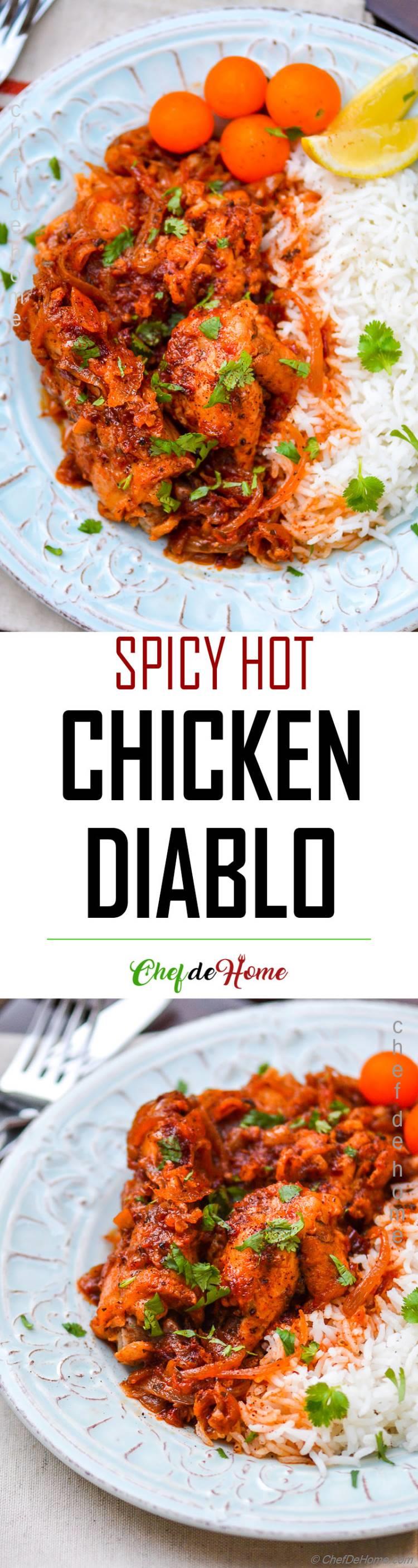 Chicken cooked with spicy hot Diablo Sauce