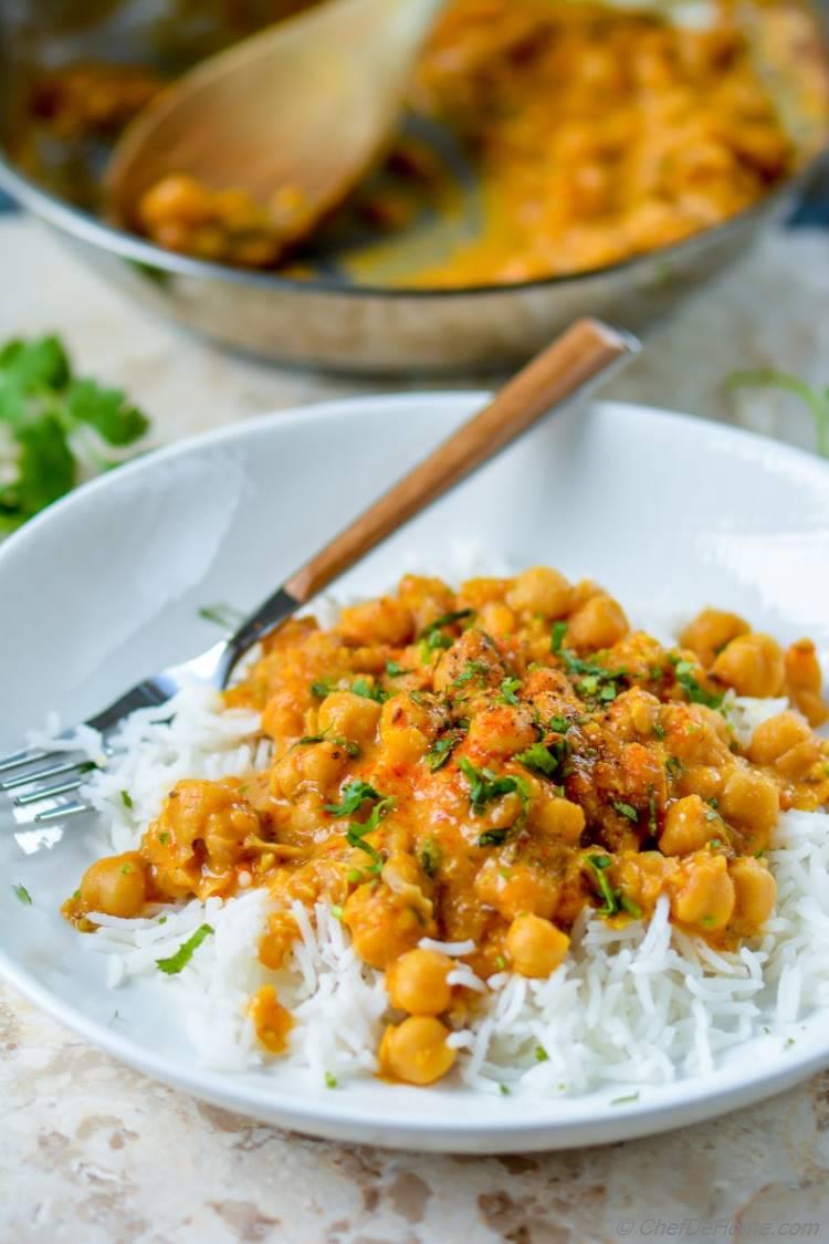 Easy Chickpea Curry with Basmati Rice Recipe | ChefDeHome.com