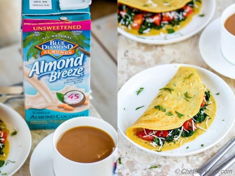 Vegan Chickpea Flour And Spinach Omelet made with Almond Breeze Almonmilk Coconutmilk | chefdehome.com