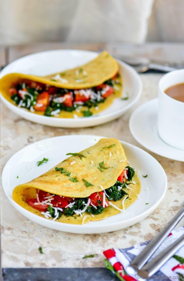 Vegan Chickpea Flour And Spinach Omelets | chefdehome.com