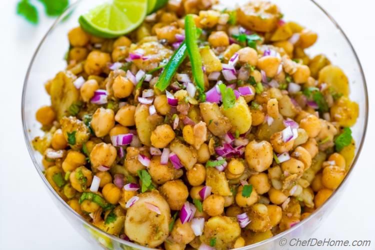 Vegan spicy sweet and sour Chickpea Potato Salad