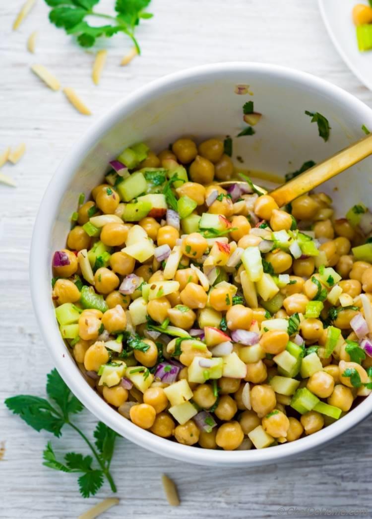 Loaded Chickpea Salad with sweet apple and crunchy celery | chefdehome.com