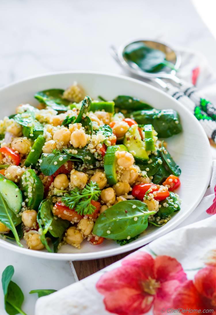 Chickpea Salad with Quinoa for healthy dinner for two or a filling dinner side