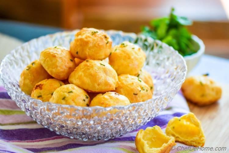 Cheese and Citrus-Chive Gougères 