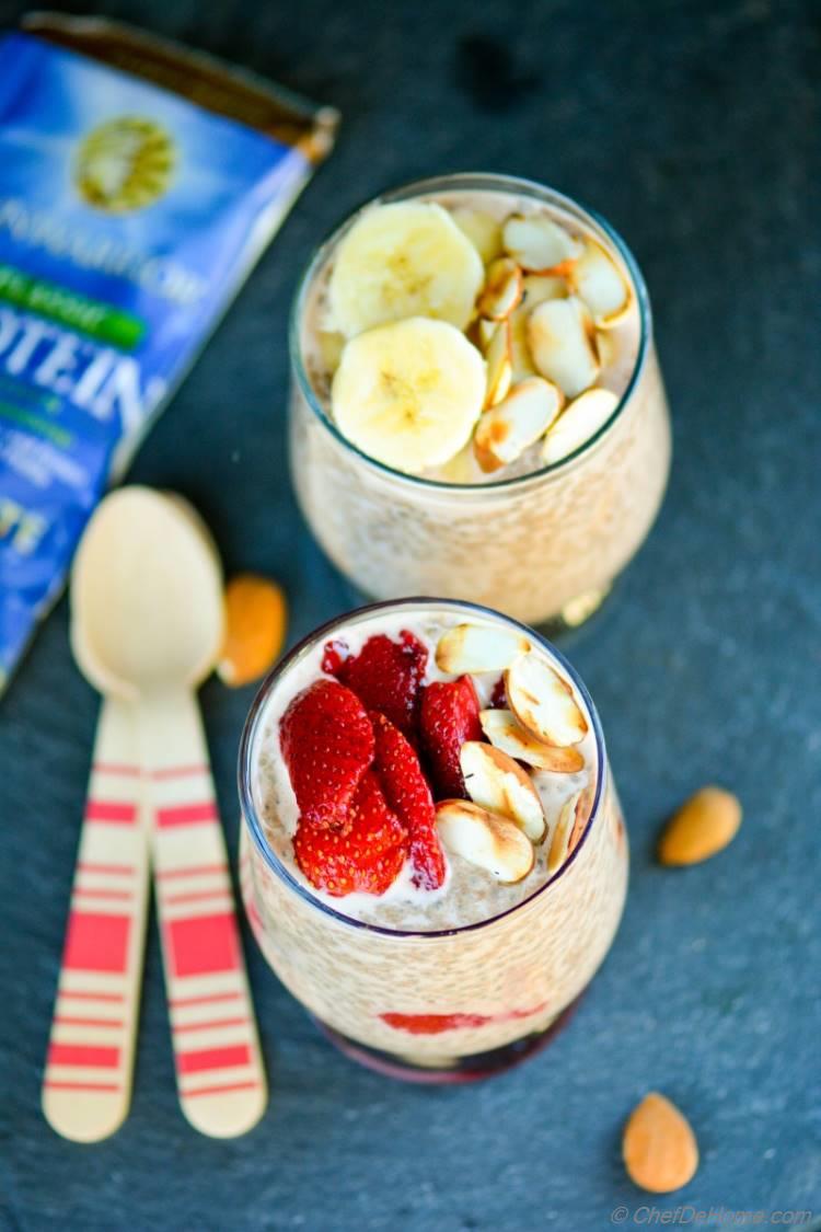 Roasted Stawberries and Chia Pudding with Sunwarrior Chocolate Protein Blend