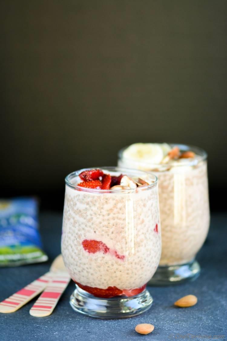 Chia Pudding with Roasted Strawberries and Bananas Yumm