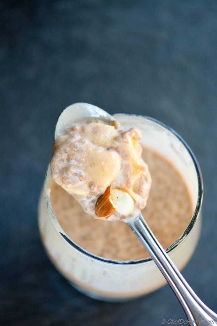 Creamy Texture of Almond Chia Pudding with Bananas 