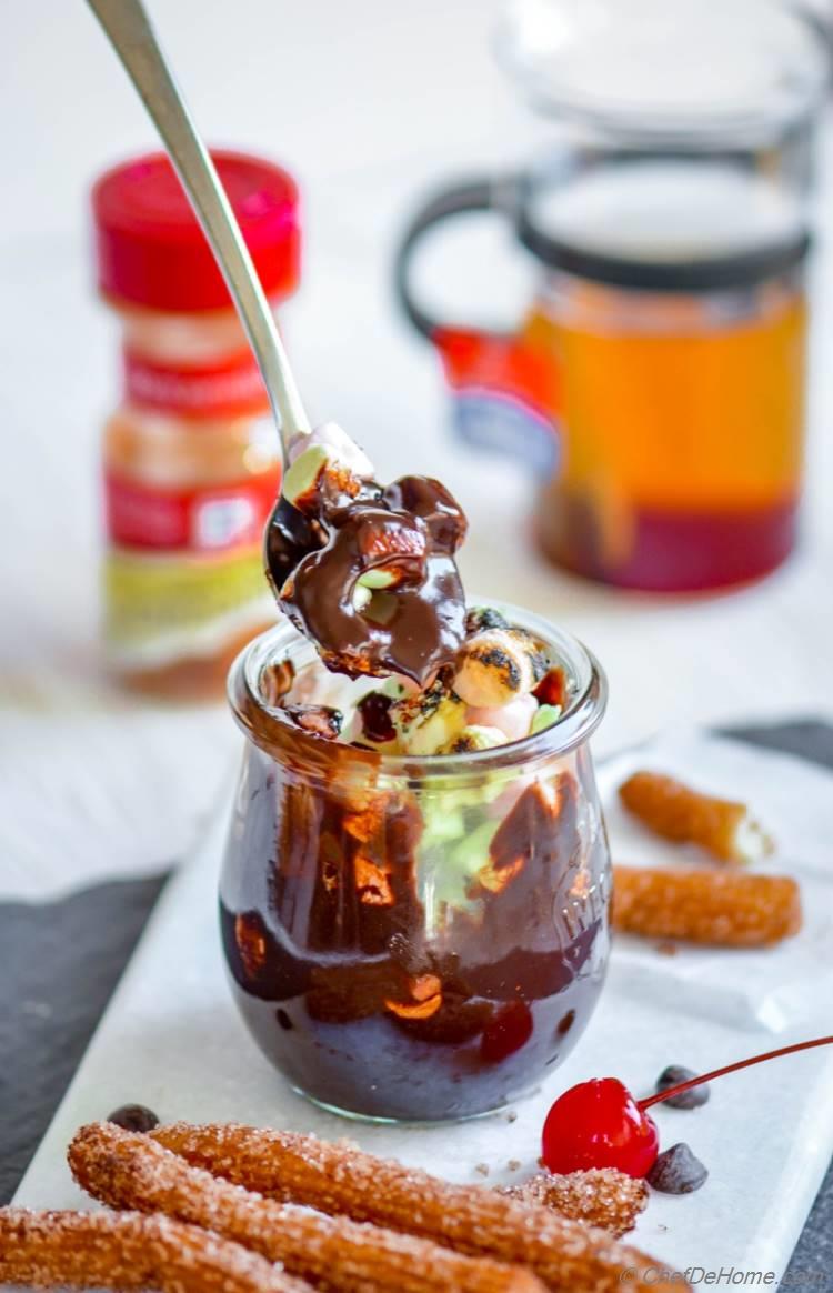 Mexican Chocolate Smores with Churro for decadent summer dessert | chefdehome.com