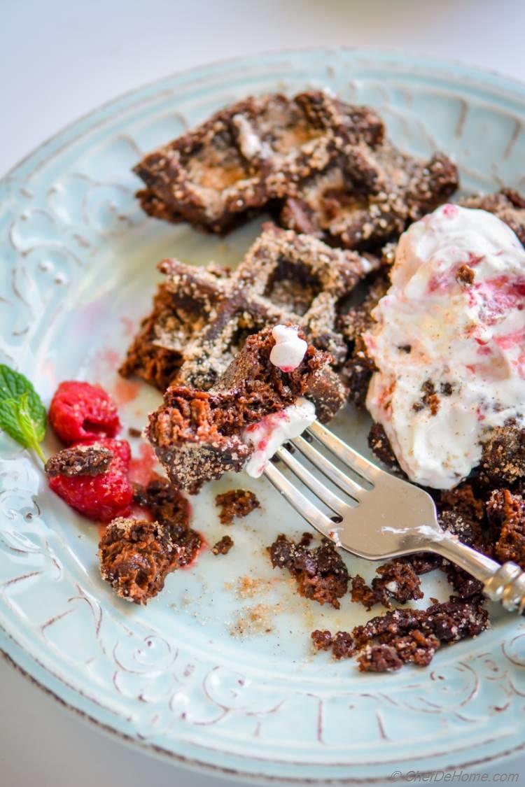 Eggless Chocolate Churro Dough Waffles for a delicious Mexican Breakfast or Snack | chefdehome.com