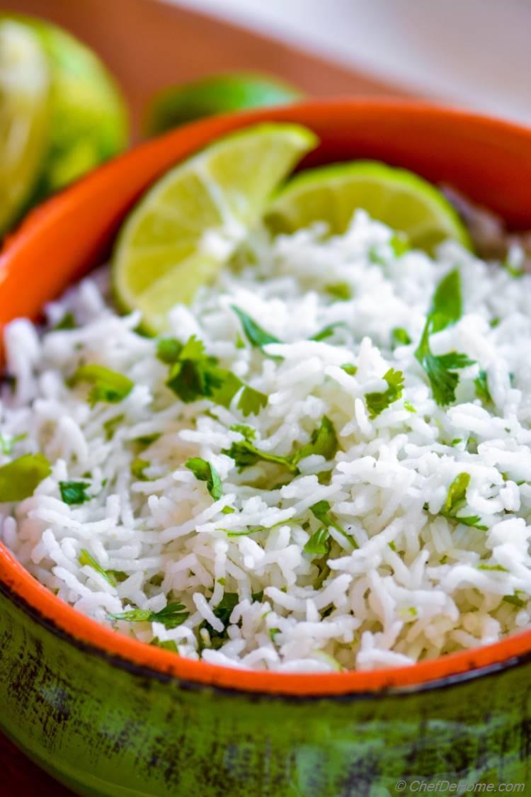 Lite Fluffy Tangy Cilantro Rice | chefdehome.com