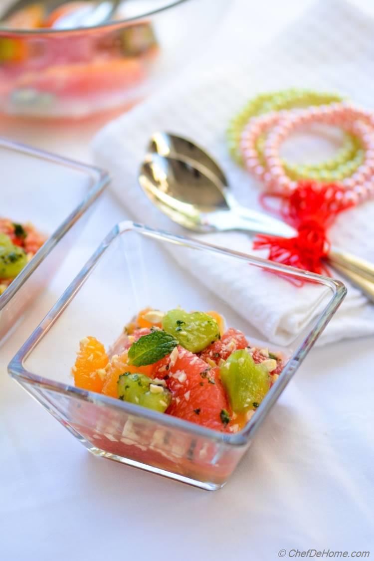 Citrus Salad with Minted Sugar and Pistachios Sweet Treat for Valentine Day